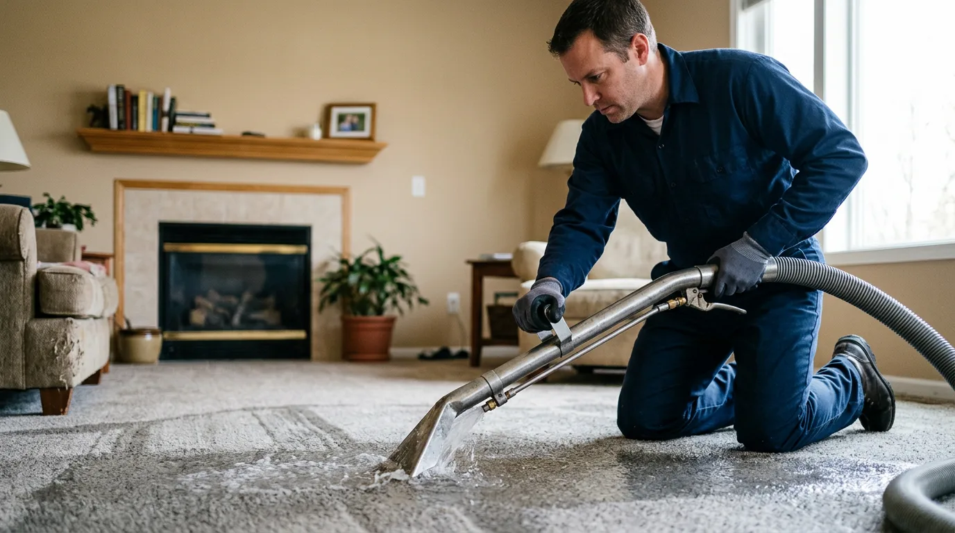 Water damage restoration technician working near Dayton, ME